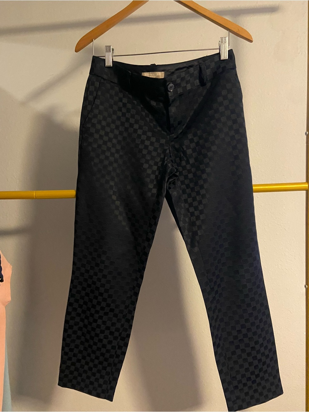 Banana Republic Hampton Navy Checkerboard Jacquard Cropped Pants Size 0